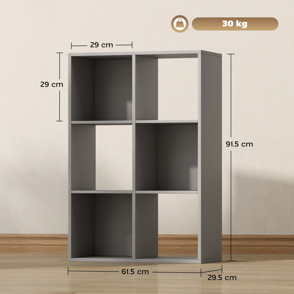 HOMCOM 6 Cube Light Grey Bookshelf Image 9