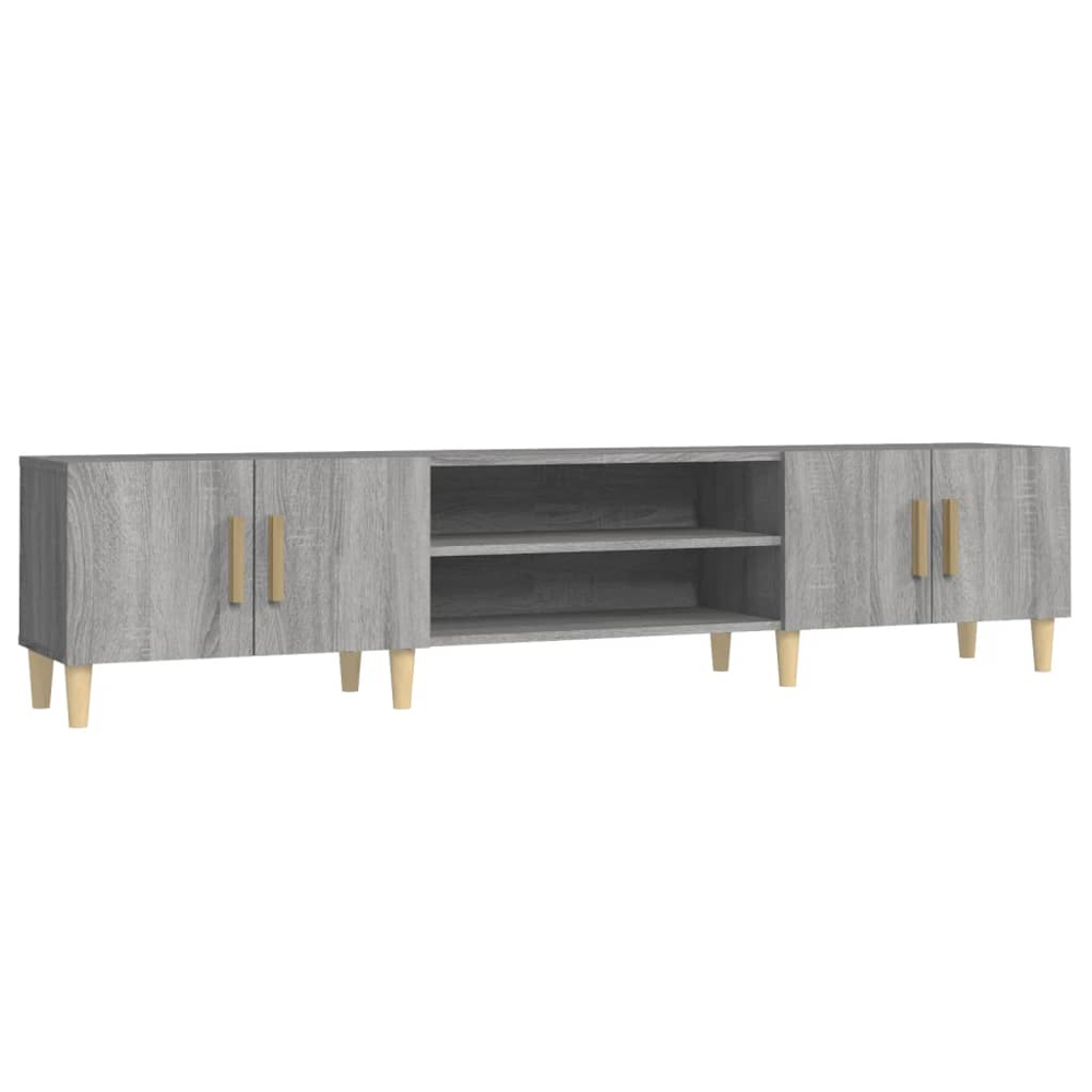 vidaXL 4 Door 2 Shelf Grey Sonoma TV Cabinet Image 2