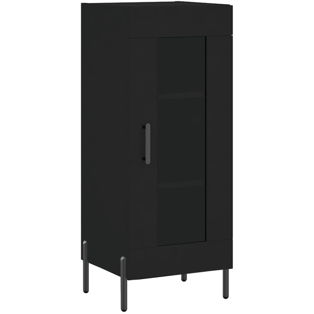 vidaXL Single Glass Door 3 Shelf Black Wooden Sideboard Image 2
