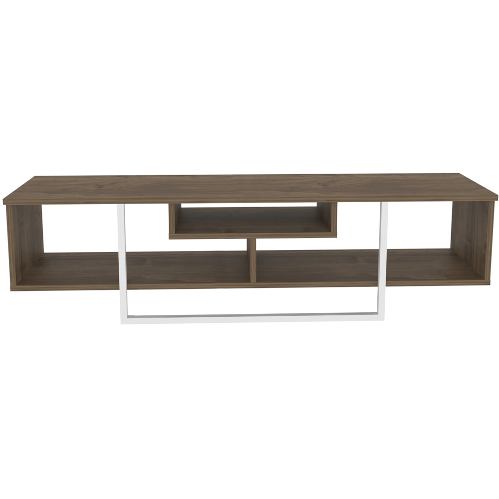 Decorotika Asal 3 Shelf Walnut and White Modern TV Unit Image 2