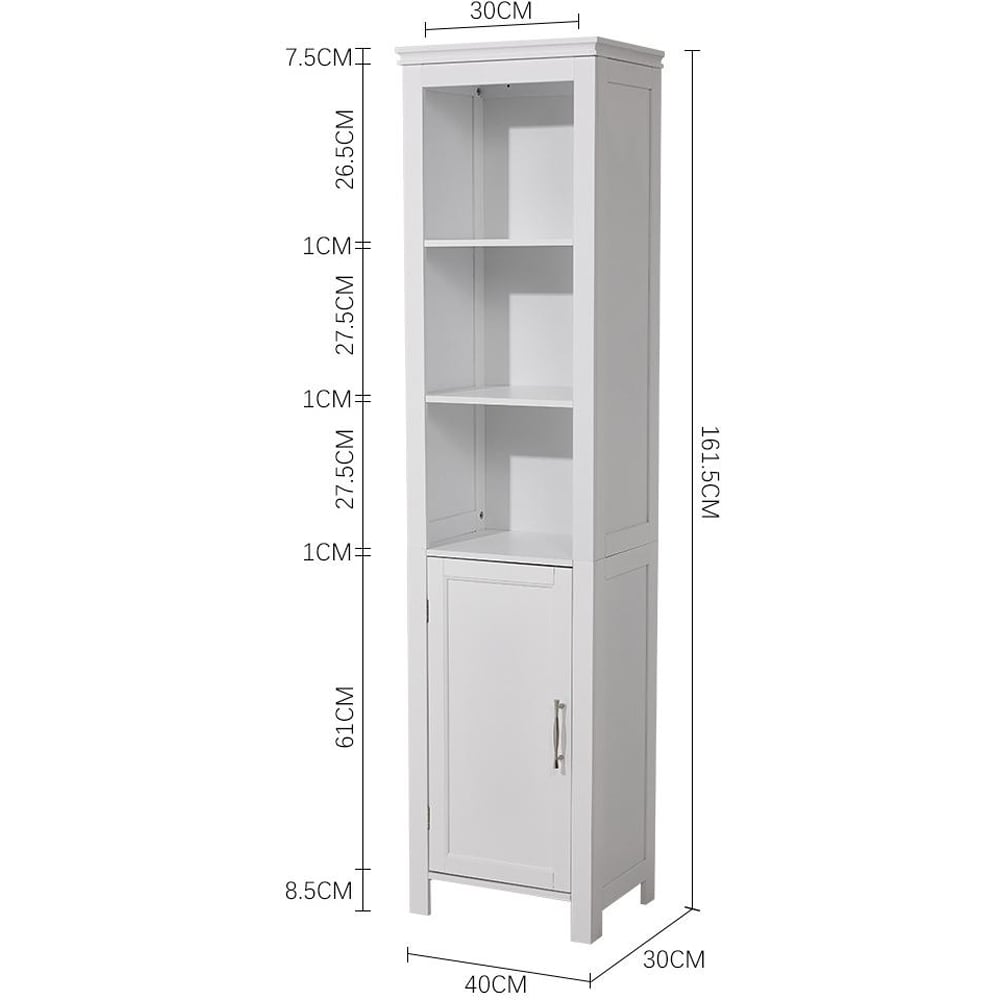 H&O Direct Single Door White Freestanding Bathroom Cabinet Image 6