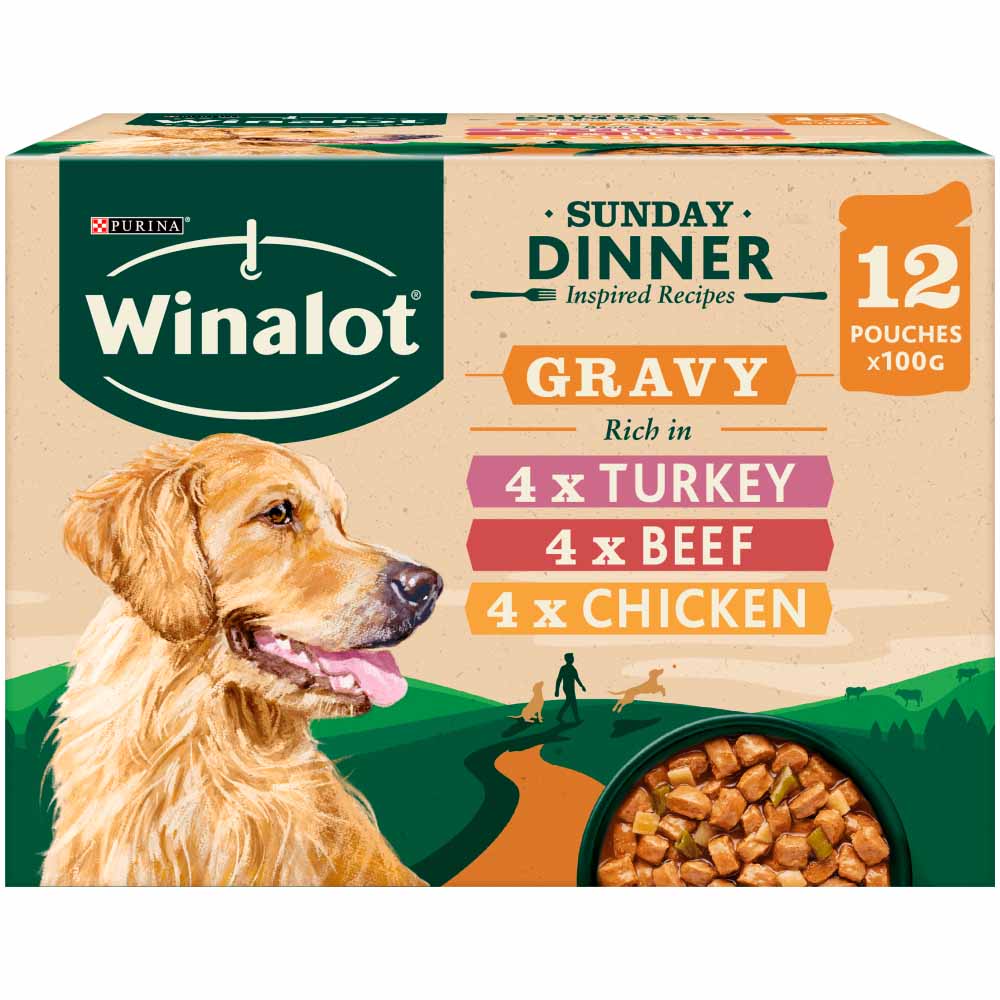 Winalot Sunday Dinner Wet Dog Food Pouches in Gravy 12 x 100g Image 1