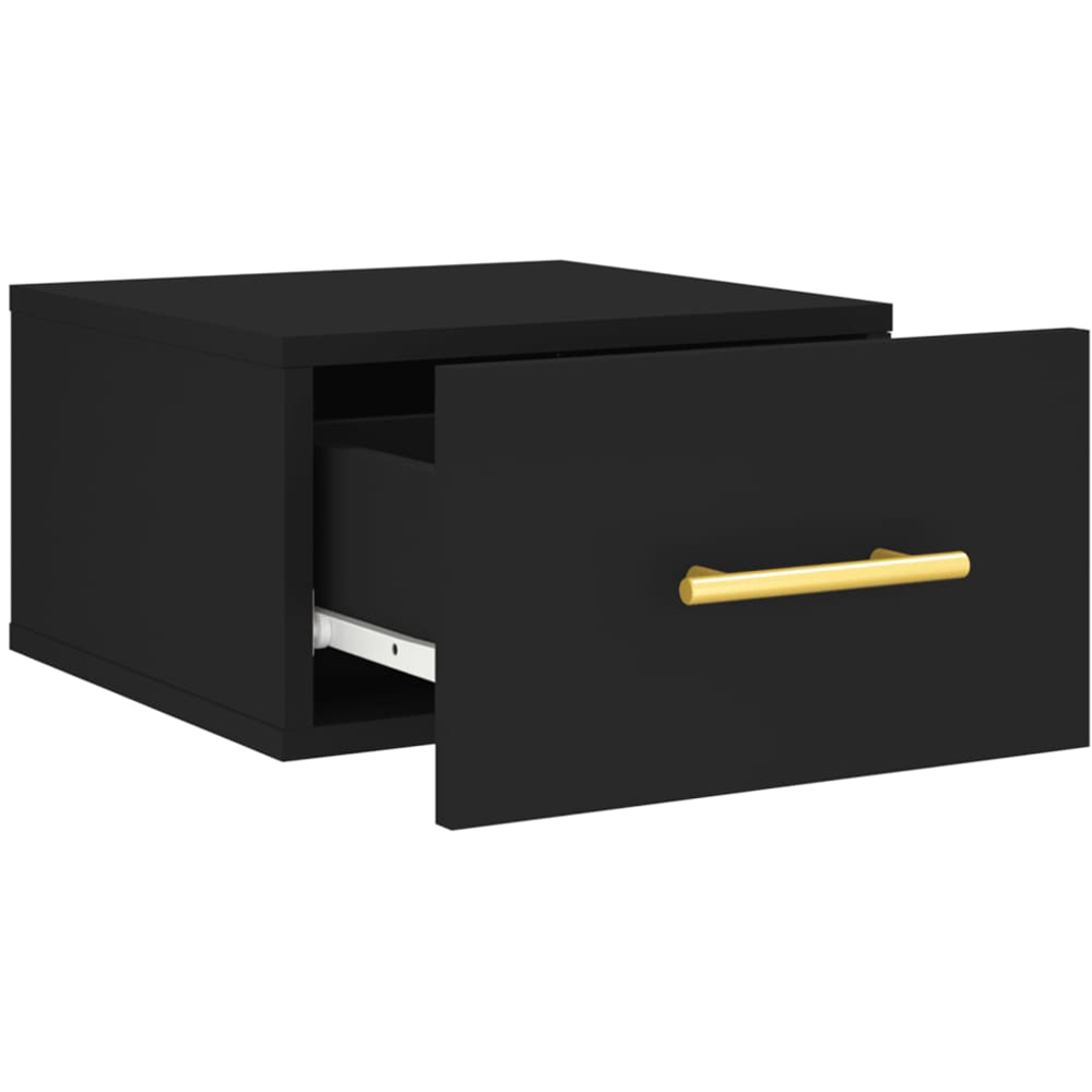 vidaXL Single Drawer Black Wall Mounted Bedside Table Image 6