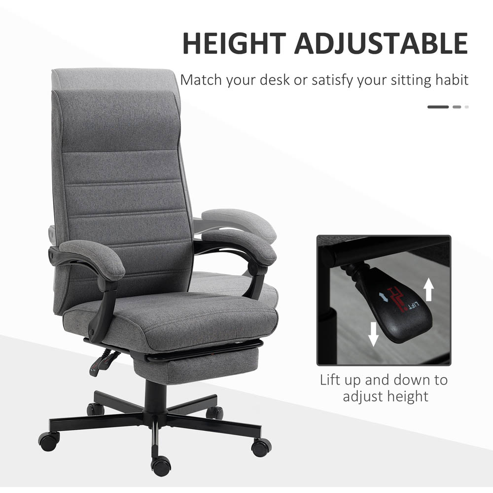 Portland Grey Linen Swivel Office Chair Image 3