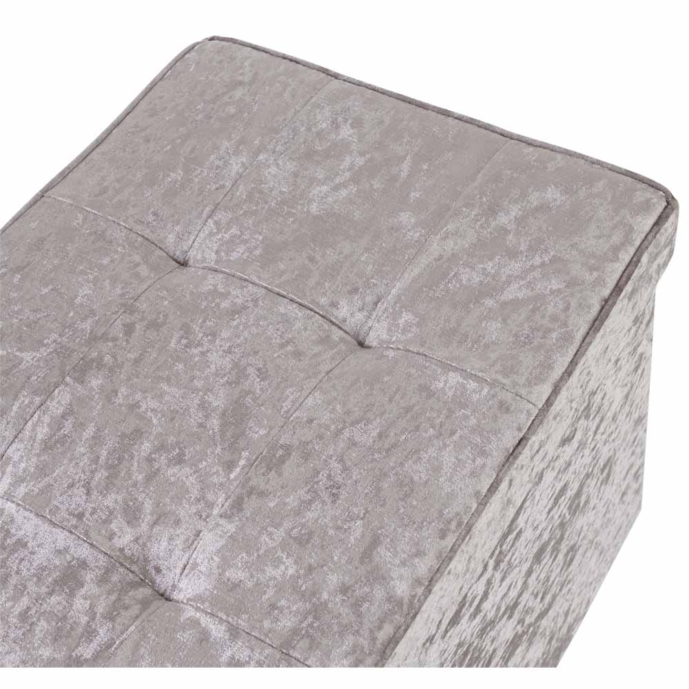 Wilko Crushed Velvet Ottoman Silver Image 5