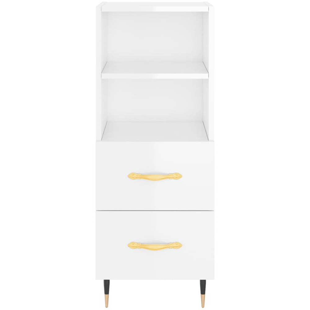 vidaXL 2 Drawer 2 Shelf High Gloss White Sideboard Image 6