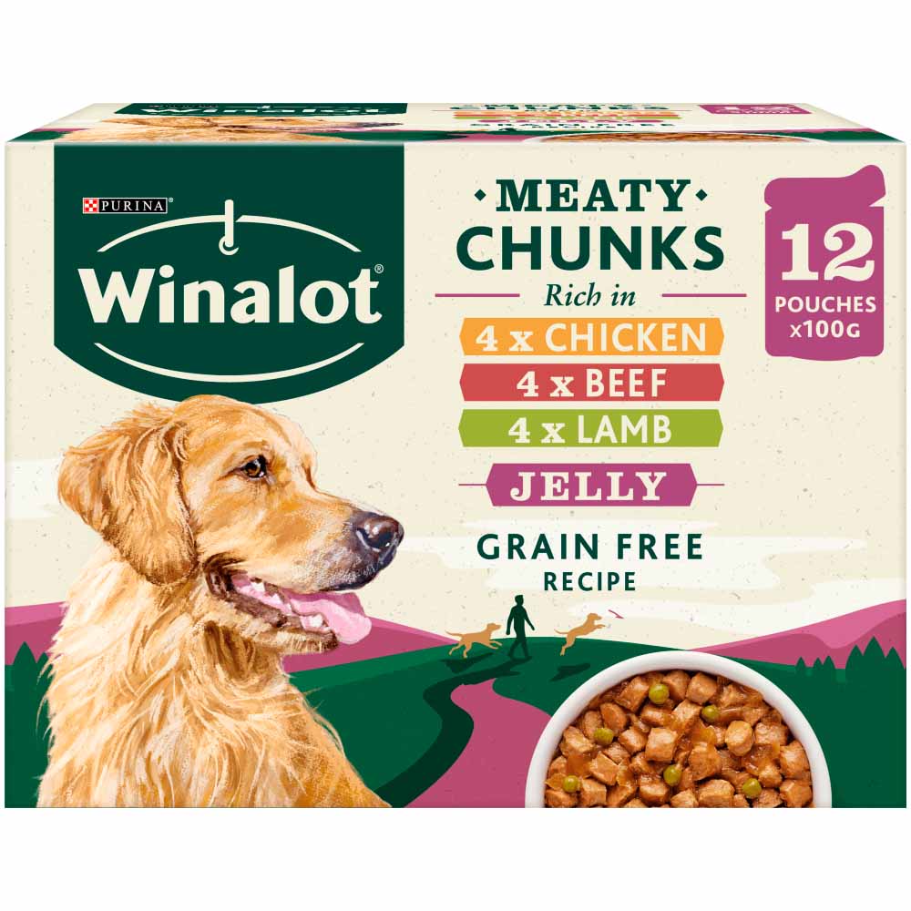 WINALOT Mixed Flavours in Jelly Dog Food Pouches 12x100g  - wilko