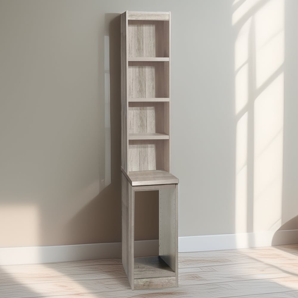 R White Cabinets 4 Shelf Desktop Tower Storage with Hutch Grey Image 1