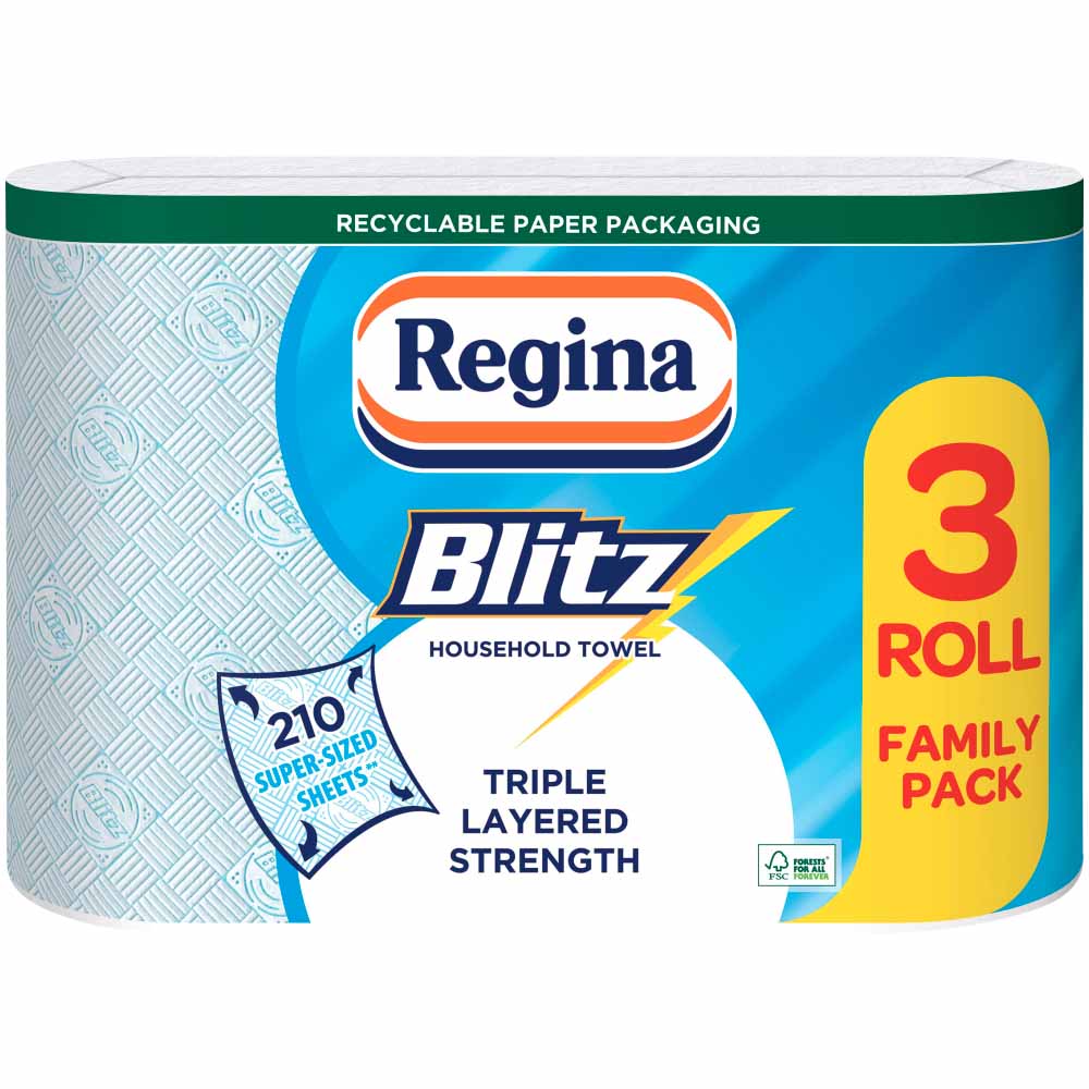 Regina Blitz Household Kitchen Towel 3 Roll Wilko