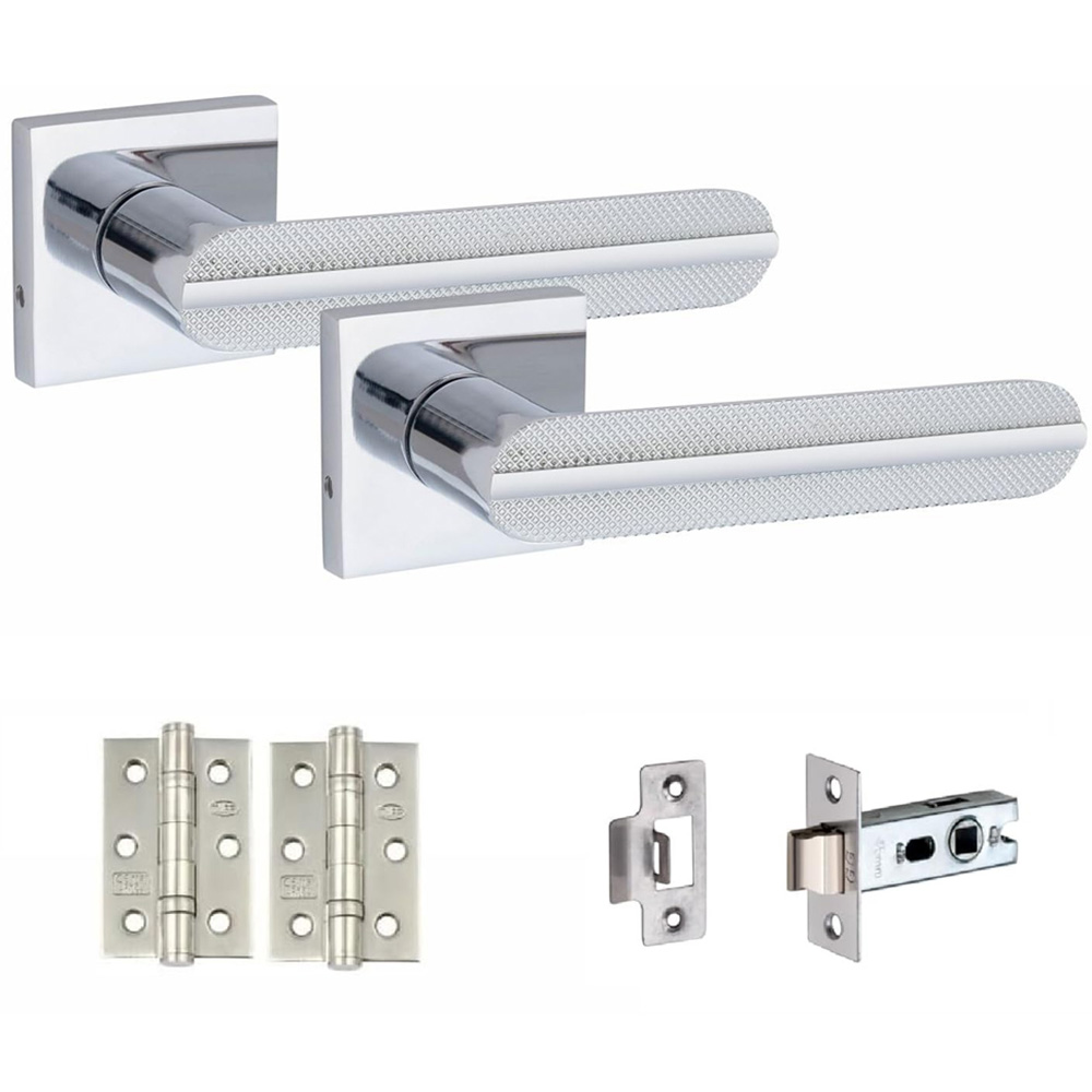 Golden Grace Polished Chrome Modern Lima Door Handle Set Image 1