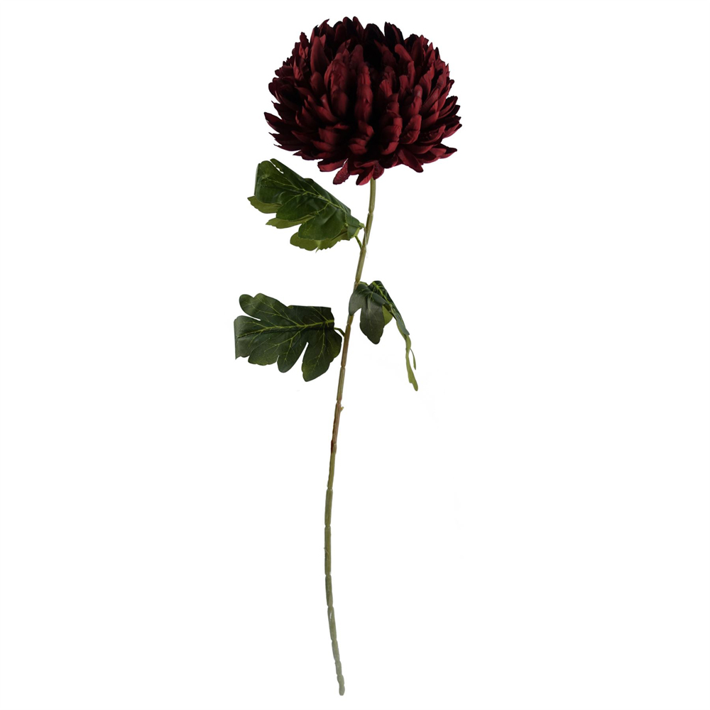Leaf Artificial Red Chrysanthemum in Glass Ball Vase 70cm Image 5