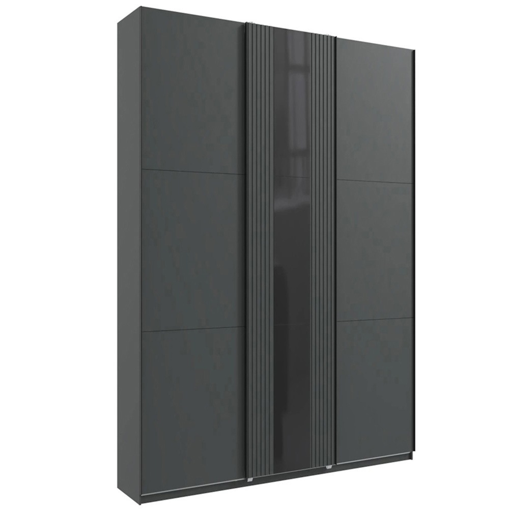 TJ'S Atlanta 3-Section Black Sliding Wardrobe Image 2