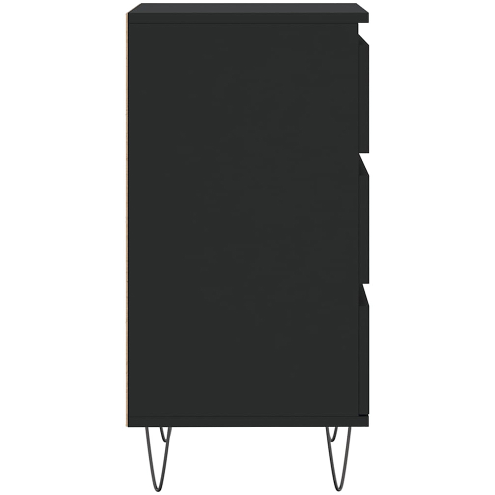 vidaXL 3 Drawer Black Wooden Sideboard with Metal Legs Image 7