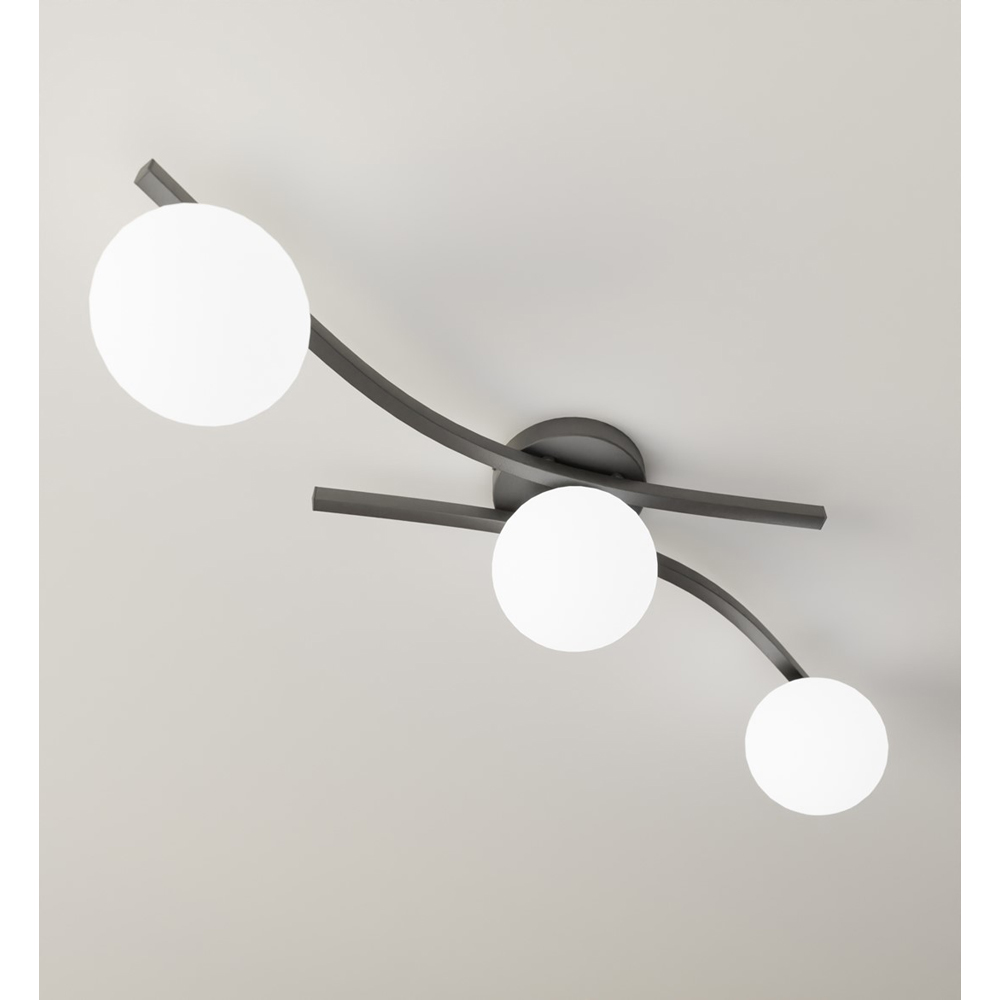 Emibig Opus 3 Light White Shade Black E14 Ceiling Light Image 4