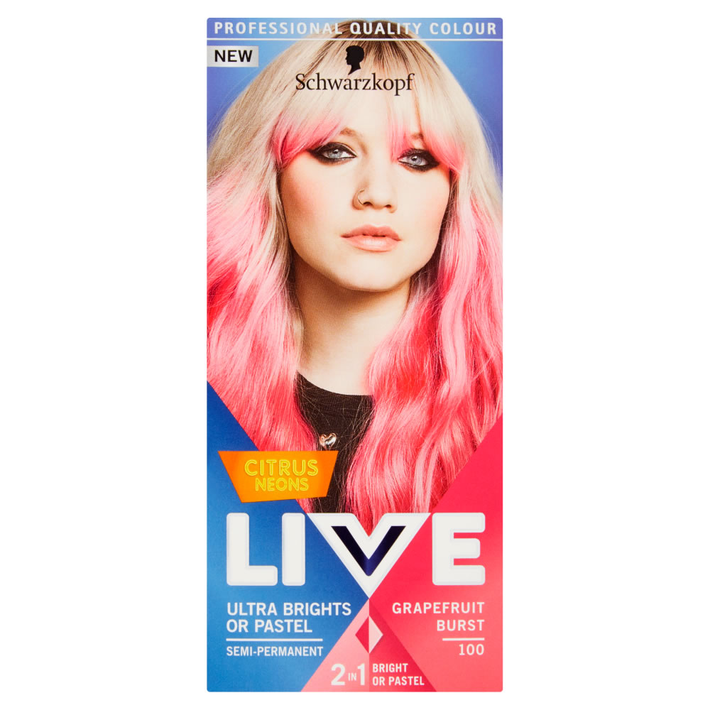 Schwarzkopf LIVE Ultra Brights or Pastel Grapefruit Burst 100 Semi-Permanent Hair Dye Image