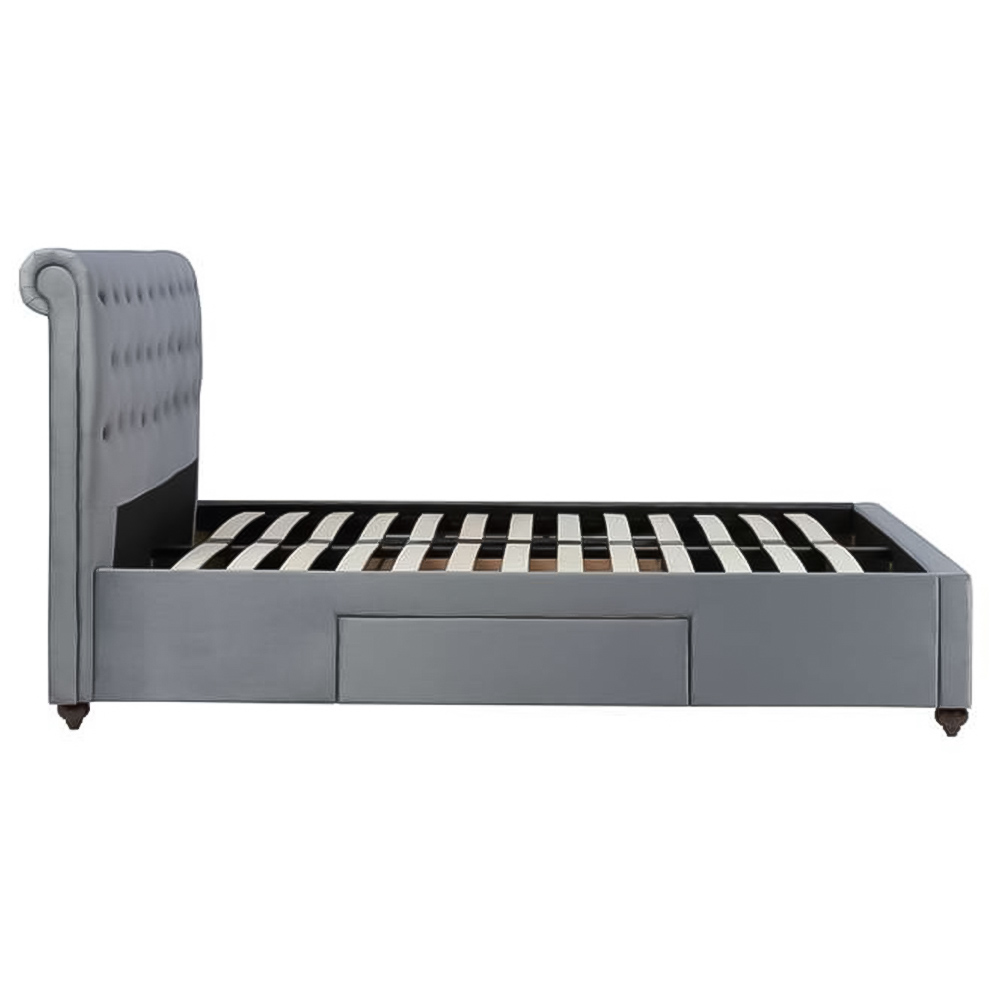 Marlow Double Grey Velvet Bed Frame Image 3