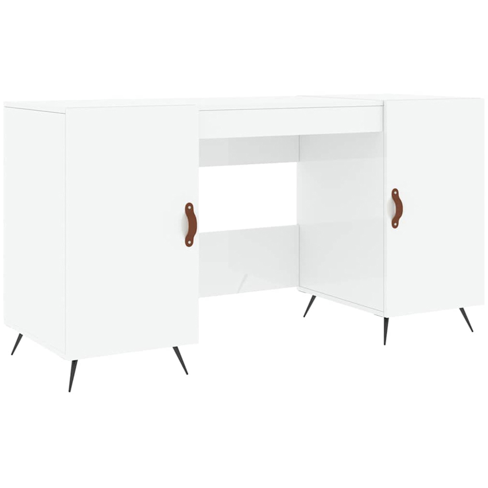 vidaXL 2 Door Computer Desk High Gloss White Image 2