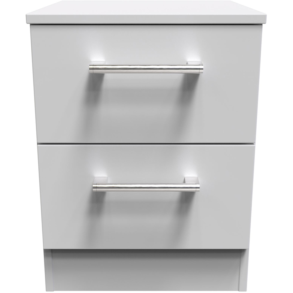 Crowndale Devon 2 Drawer Matt Grey Compact Bedside Cabinet Ready Assembled Image 2