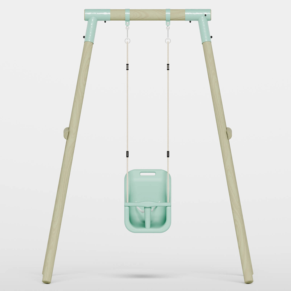 Mercia Wooden Round Pole Single Baby Seat Swing Image 3