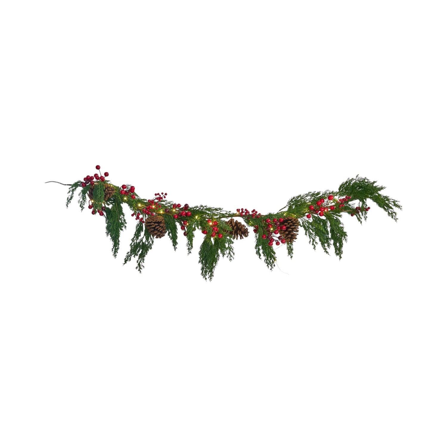 Pinecone and Red Berry Garland - Green and Red Image 5