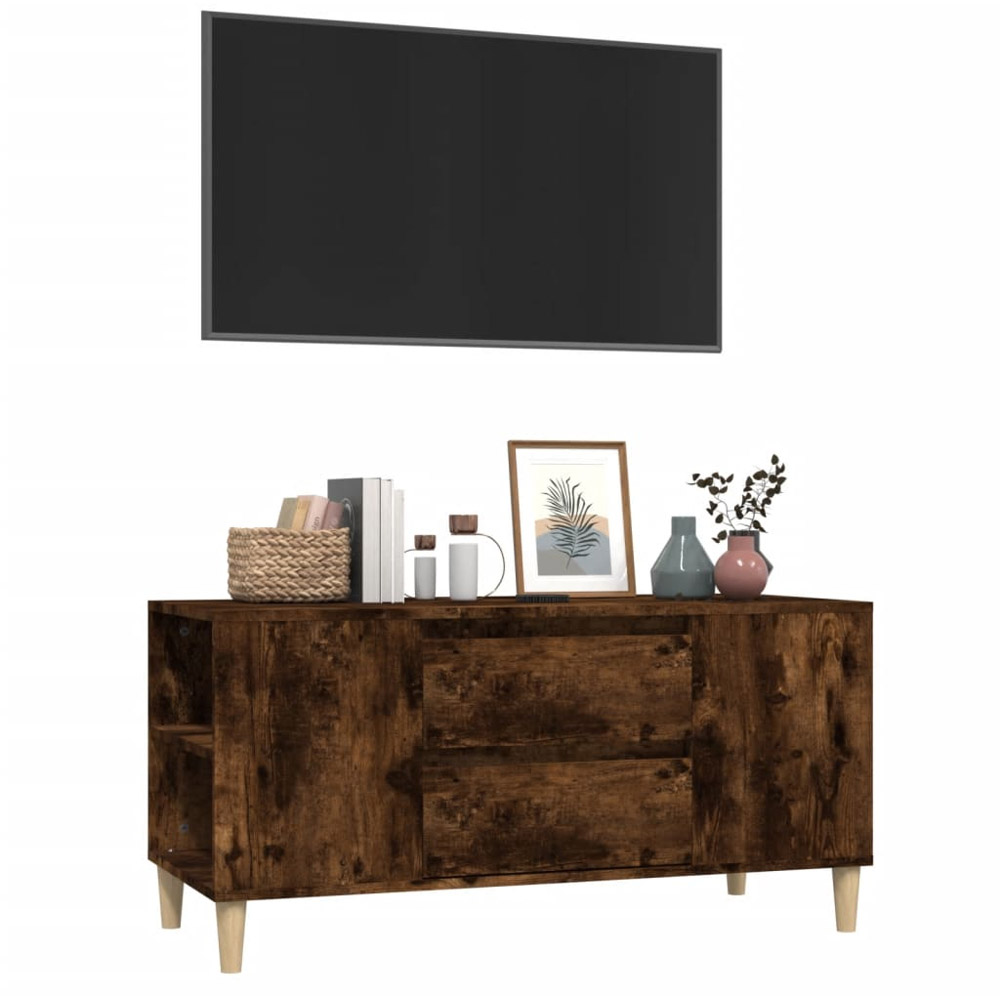 vidaXL 2 Drawer 4 Shelf Smoked Oak TV Cabinet Image 4