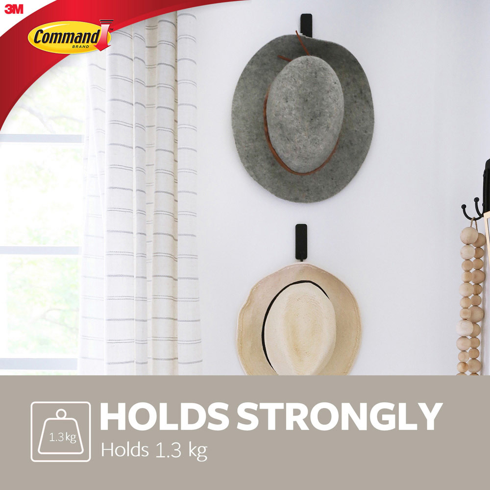 Command Medium Matte Black Self Adhesive Hook Wilko