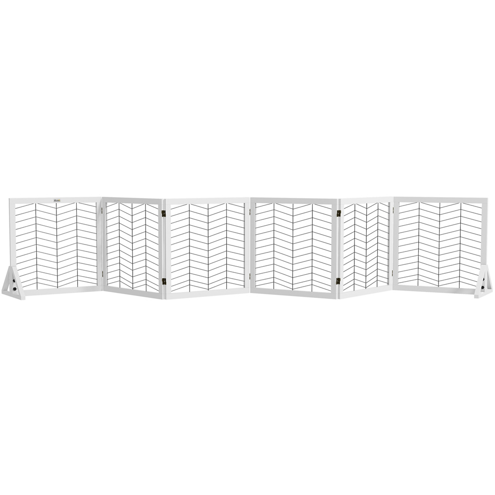PawHut White 6 Panel Freestanding Small and Medium Dog Gate Image 1