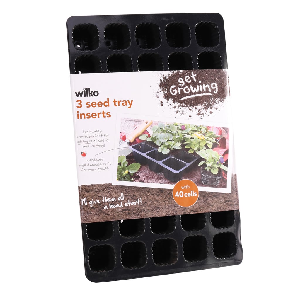 Wilko 3 Pack Black Seed Tray 40 Inserts Image 1