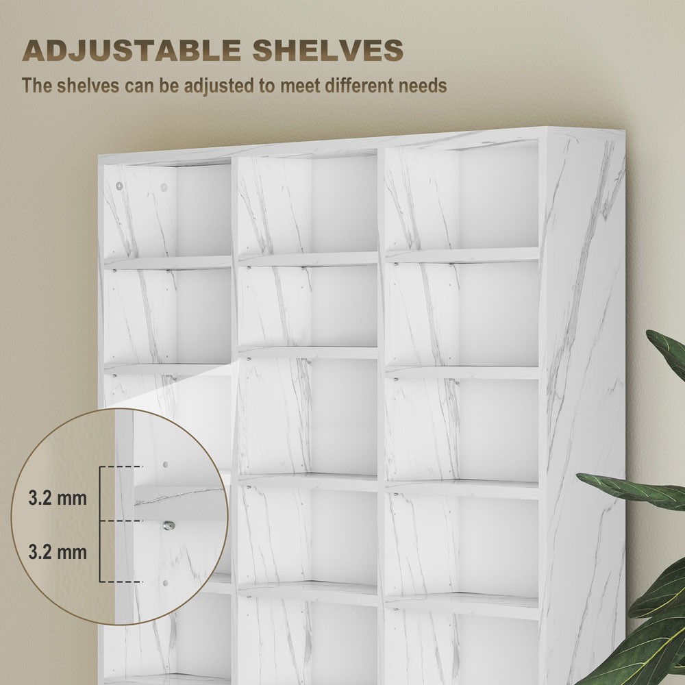 HOMCOM 36 Shelf Marble Effect Large DVD and CD Media Storage Unit Image 8