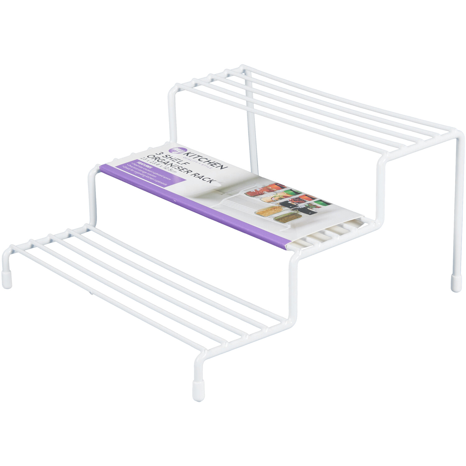 White Metal 3 Shelf Cupboard Organiser - White Image 3