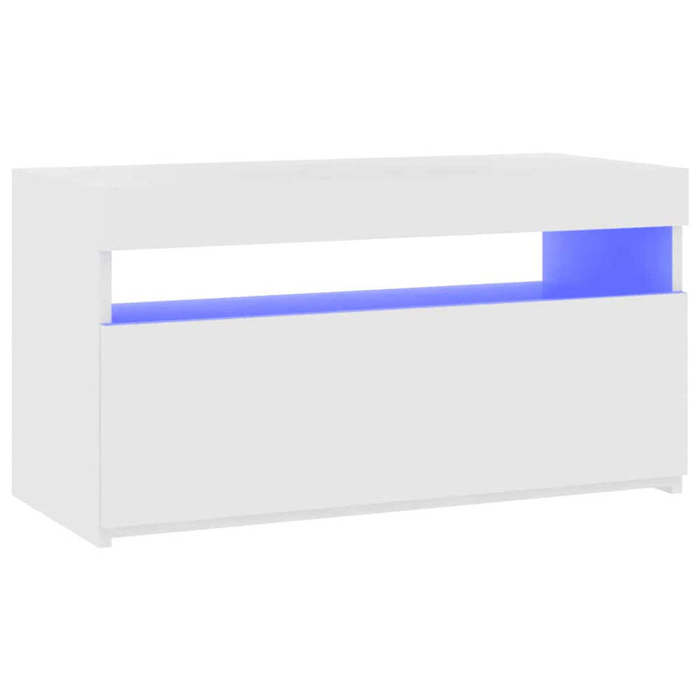 vidaXL Single Door Single Shelf High Gloss White TV Cabinet with LED Lights Image 4