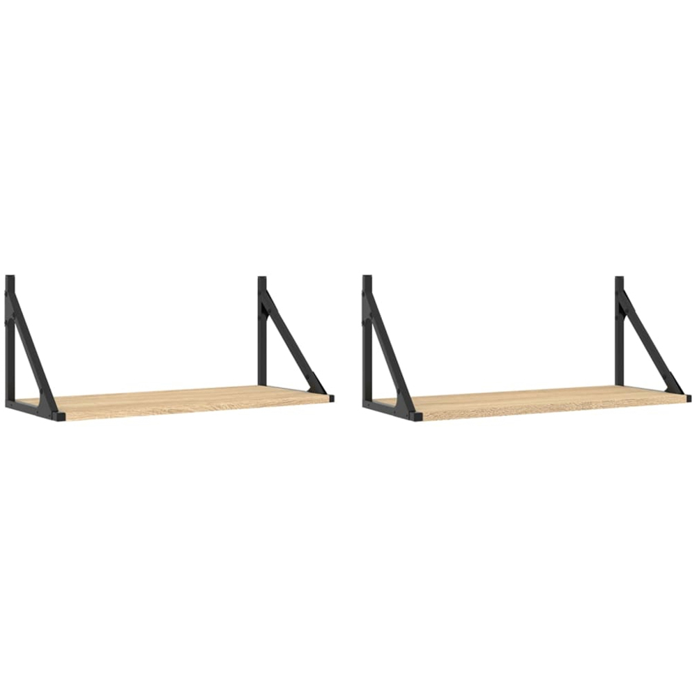 vidaXL 60 x 25cm Sonoma Oak Wall Shelf Set of 2 Image 2