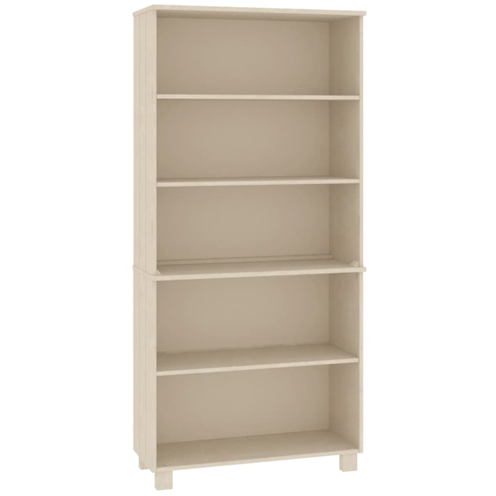 vidaXL 5 Shelf Honey Brown Solid Pine Wood Highboard Image 2