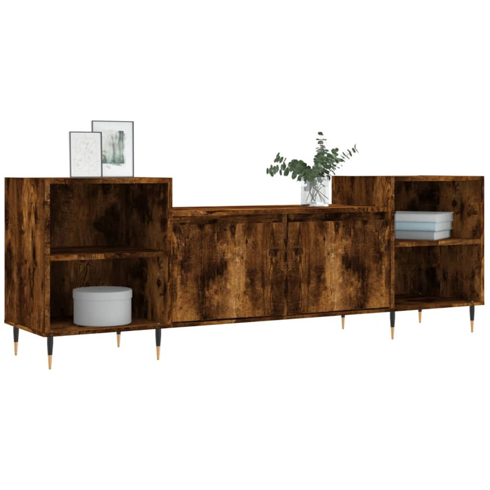 vidaXL 2 Door 4 Open Shelf Smoked Oak TV Cabinet Image 3