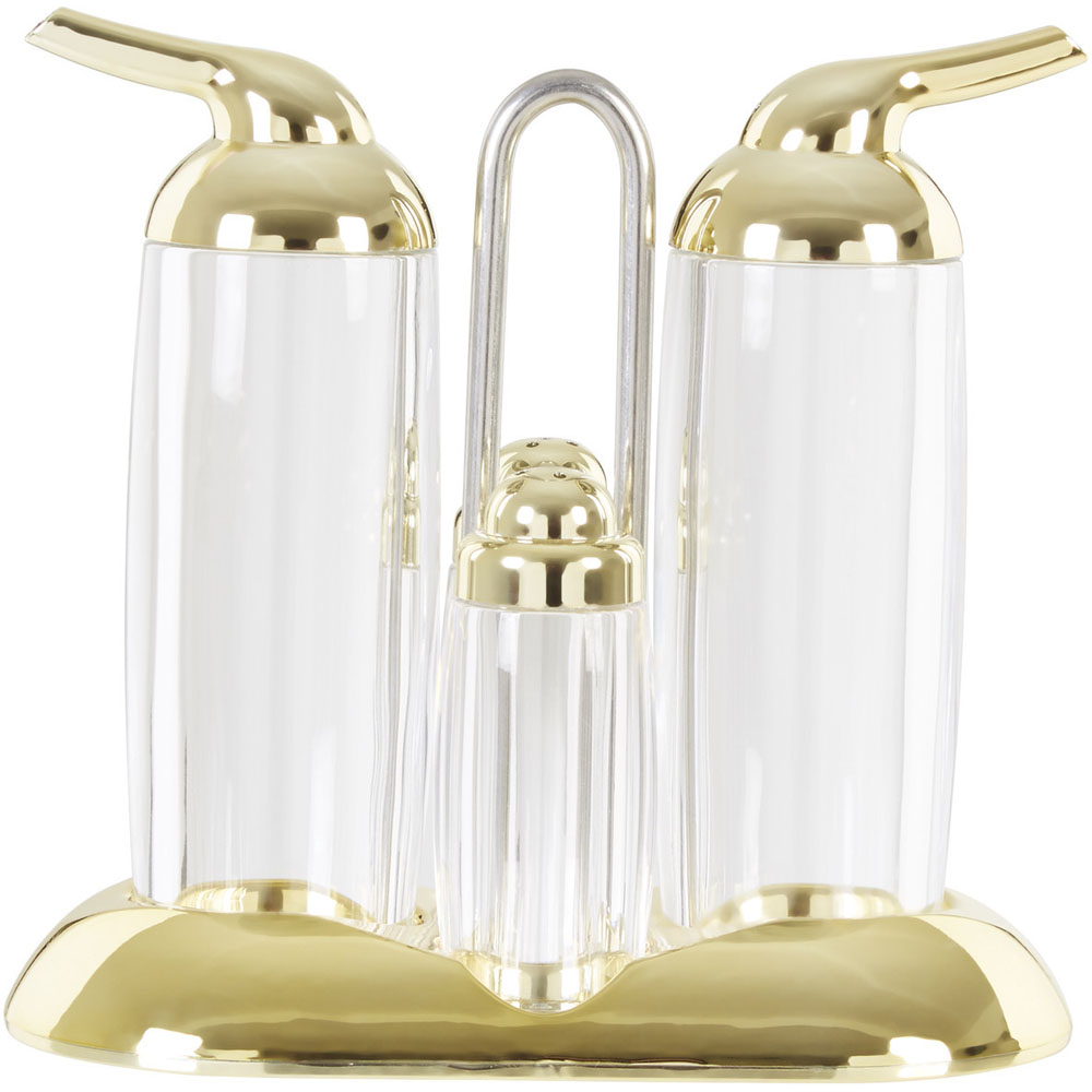 Premier Housewares Gozo Transparent and Gold Condiments Set 4 Pack Wilko