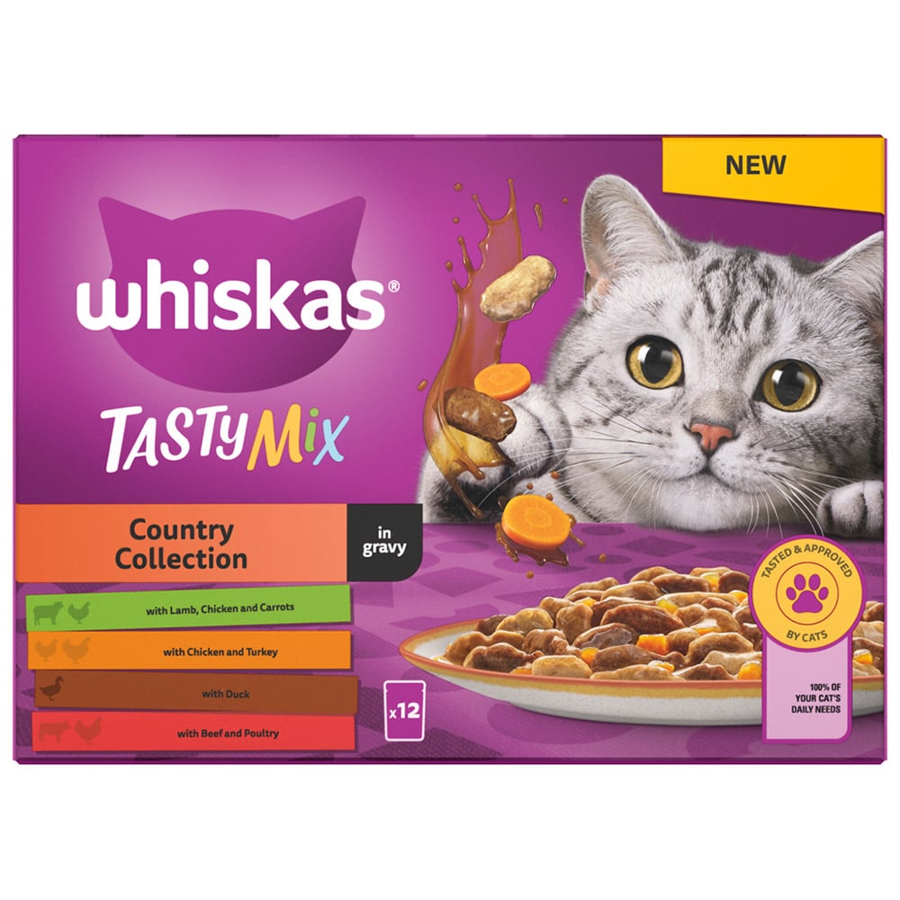 Whiskas Tasty Mix Veg in Gravy Adult Cat Wet Food Pouches 85g Case of 4 x 12 Pack Image 5
