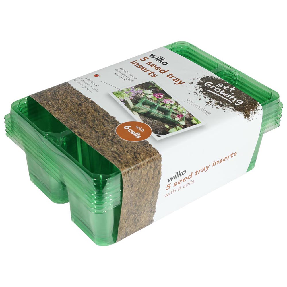 Wilko Green PET Seed Tray 6 Inserts 5 Pack Image 1