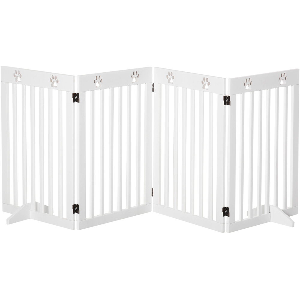 Pawhut White Foldable Free Standing Pet Safety Gate Image 1