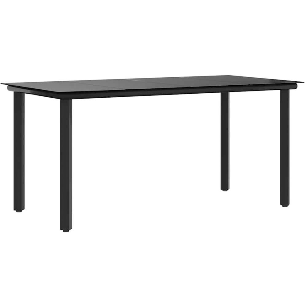 vidaXL 6 Seater Black Steel and Tempered Glass Dining Table Image 8
