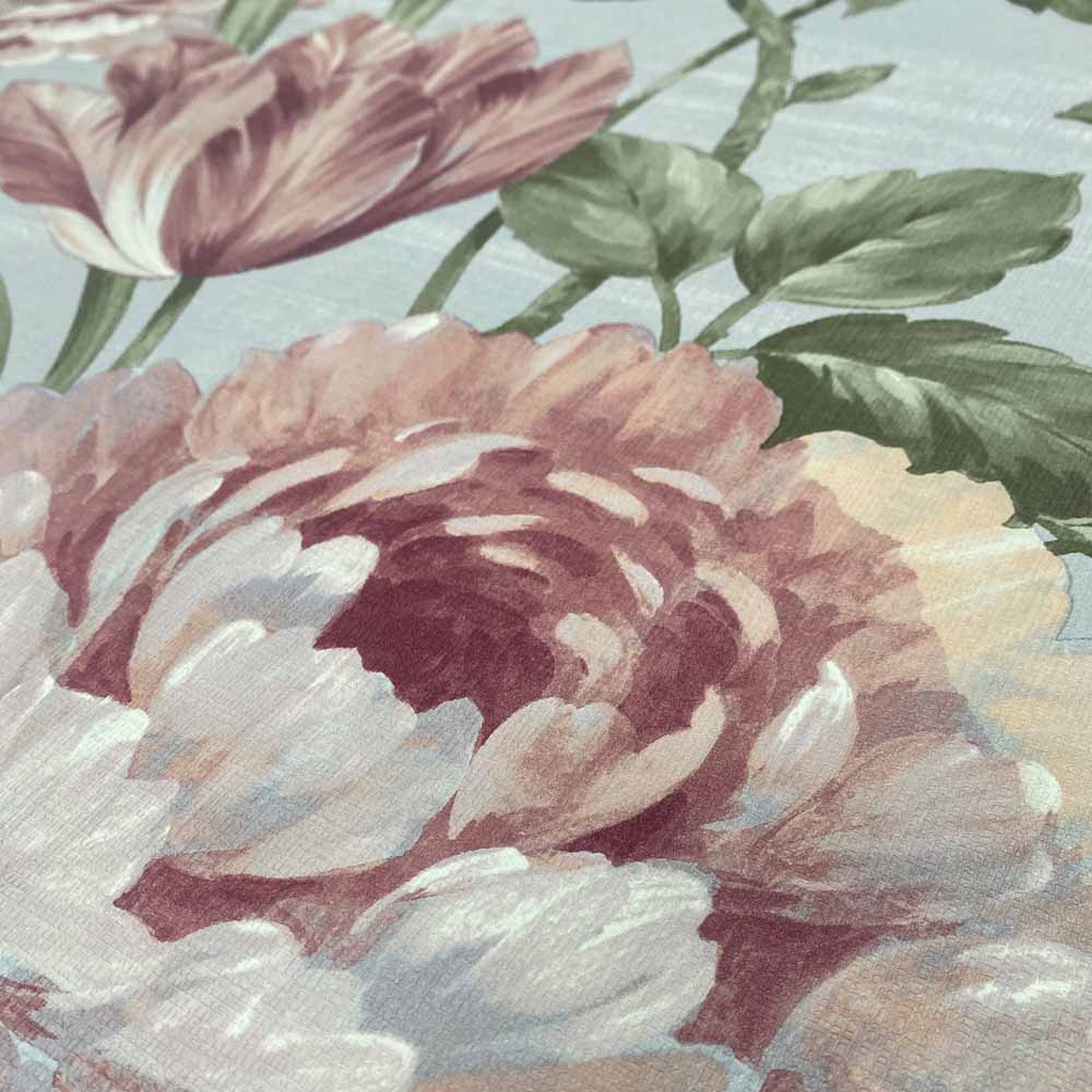 Muriva Fayre Floral Pink and Grey Wallpaper Image 3