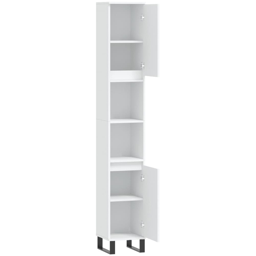 vidaXL 2 Door 2 Open Shelf White Bathroom Cabinet Image 6