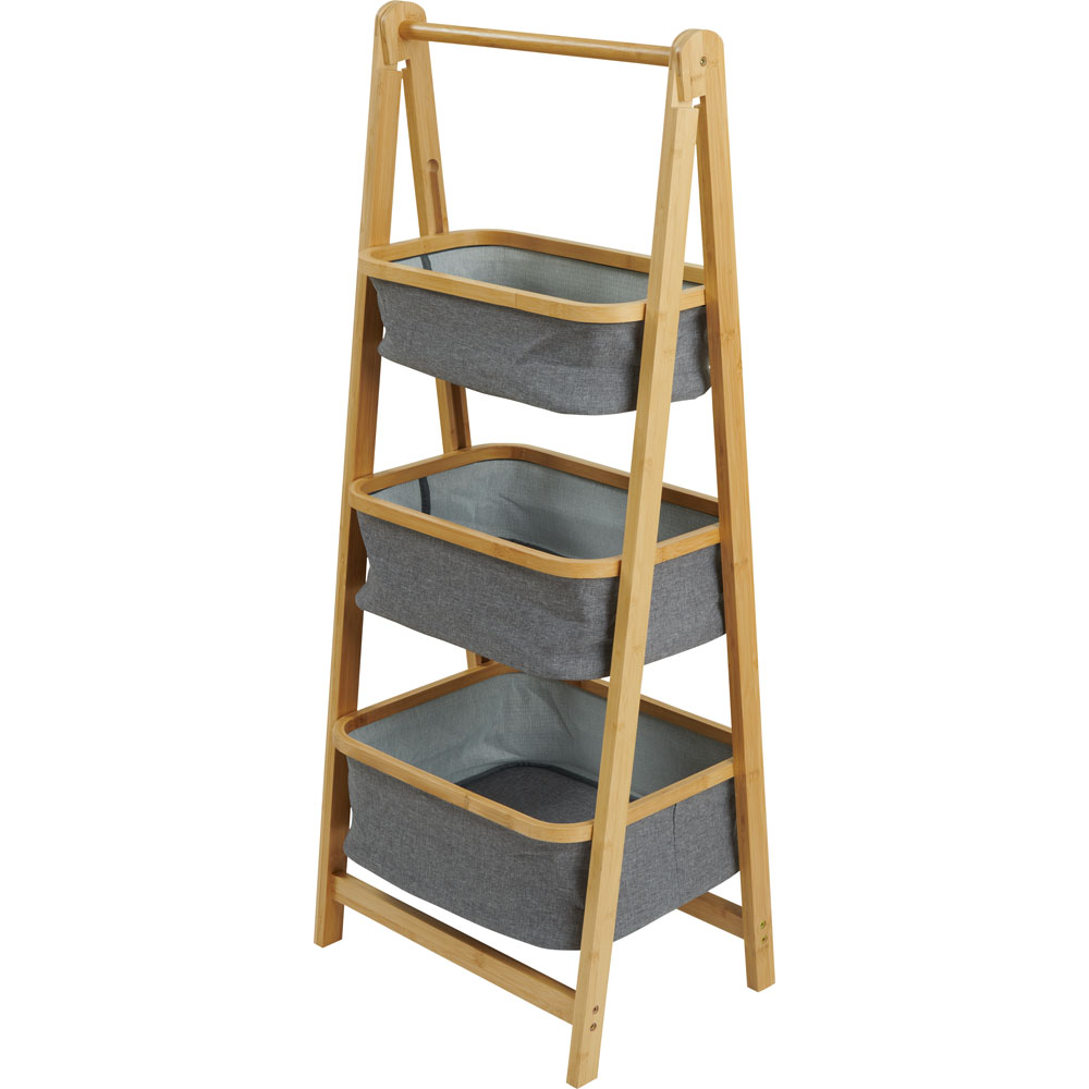 Wilko 3 Tier Bamboo Folding Storage Image 1