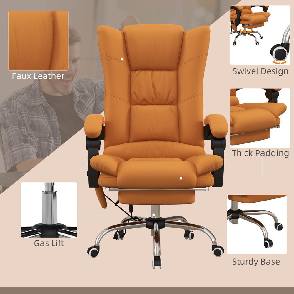 Portland Light Brown PU Leather Swivel Vibration Massage Office Chair Image 4