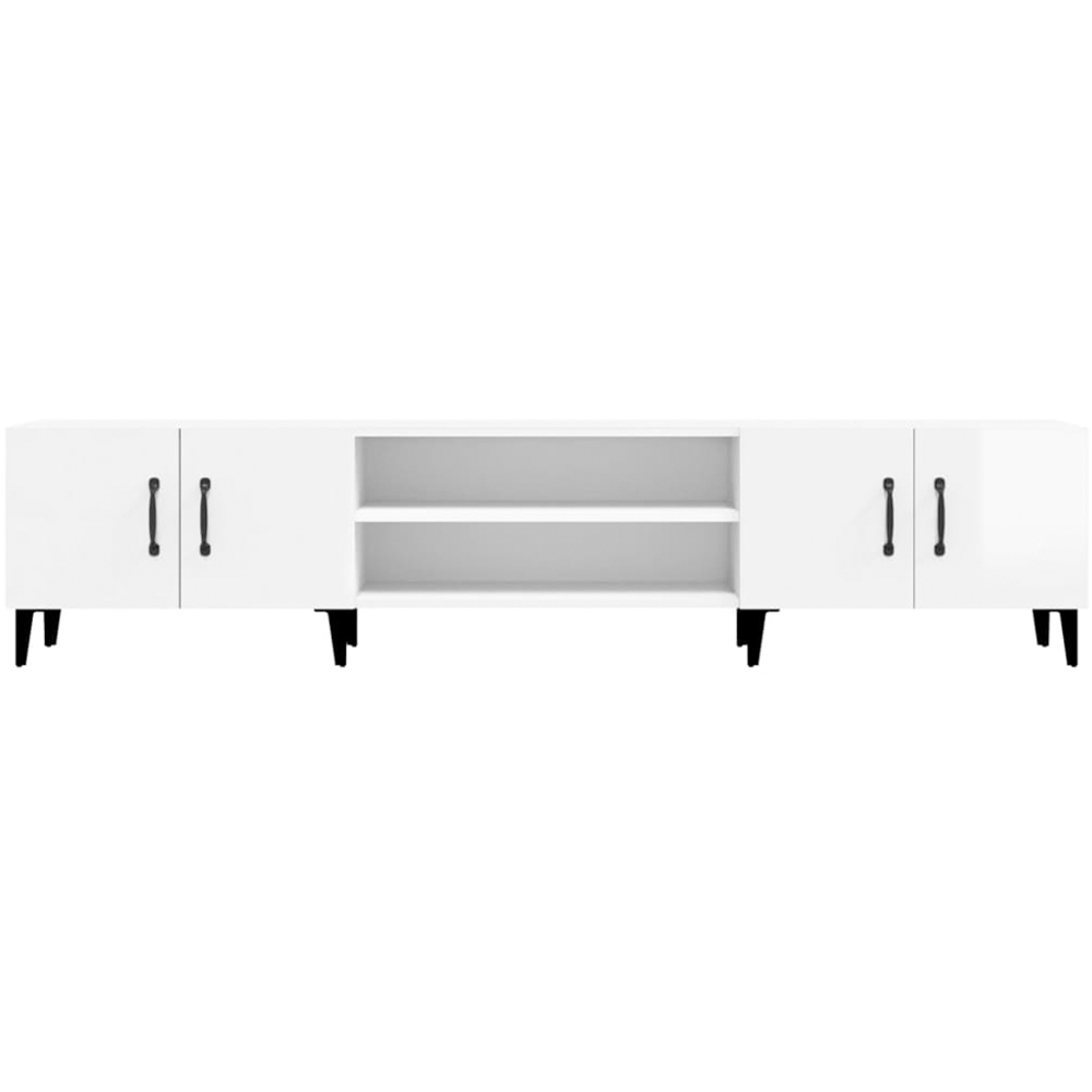 vidaXL 4 Door 2 Shelf High Gloss White TV Cabinet Image 6
