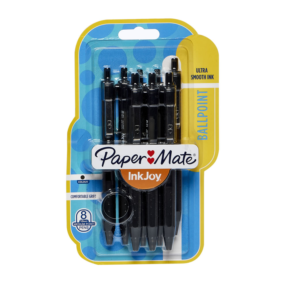 Paper Mate Black Inkjoy Ballpoint Pens 8 pack Image
