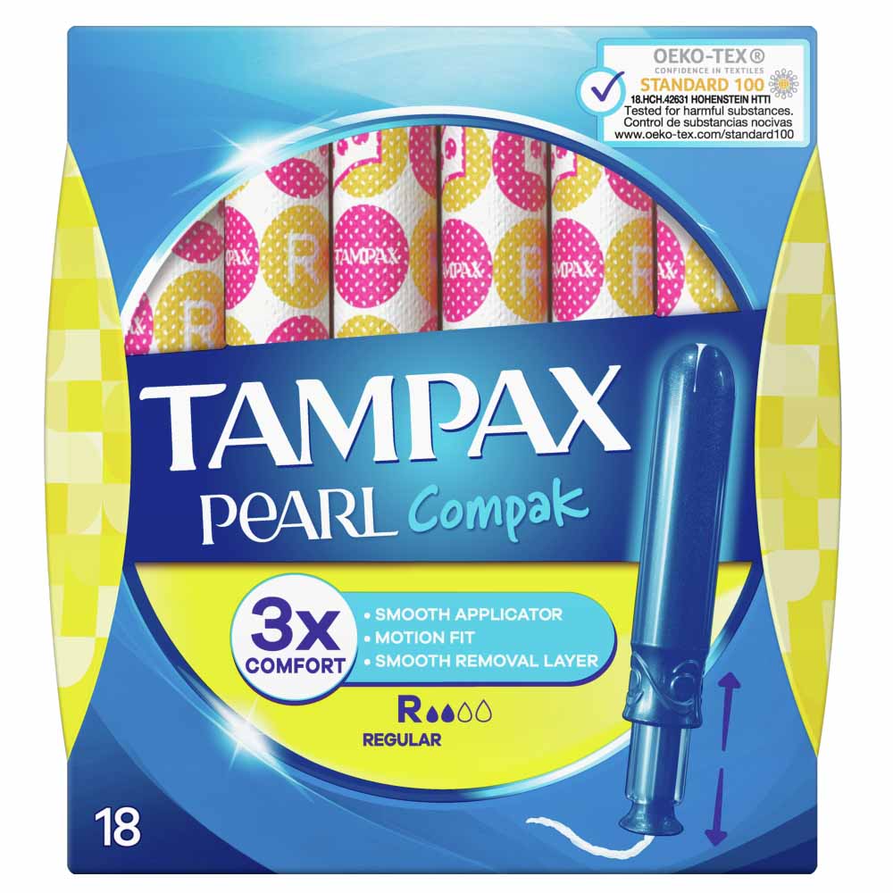 Tampax Compak Pearl Regular Tampons 18 pack Image 1