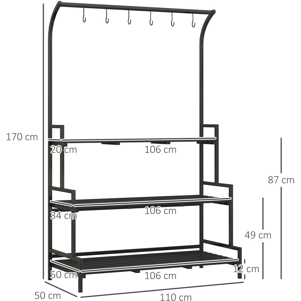 Outsunny 3 Tiered Plant Rack Stand with Hanging Hooks Image 7