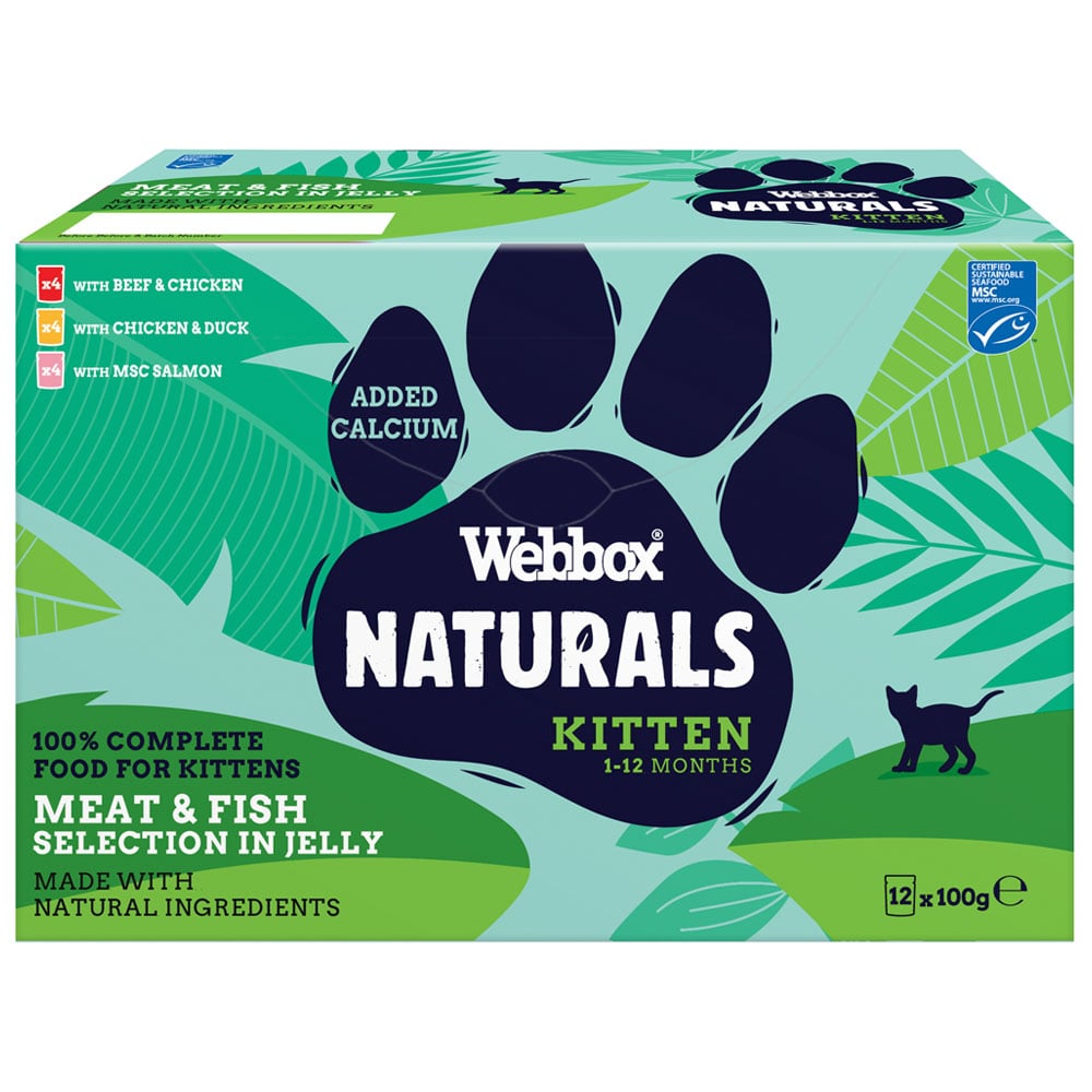 Webbox Naturals Meat and Fish Selection in Jelly for Kittens 1 12 Months 100g Case of 5 x 12 Pack Image 2