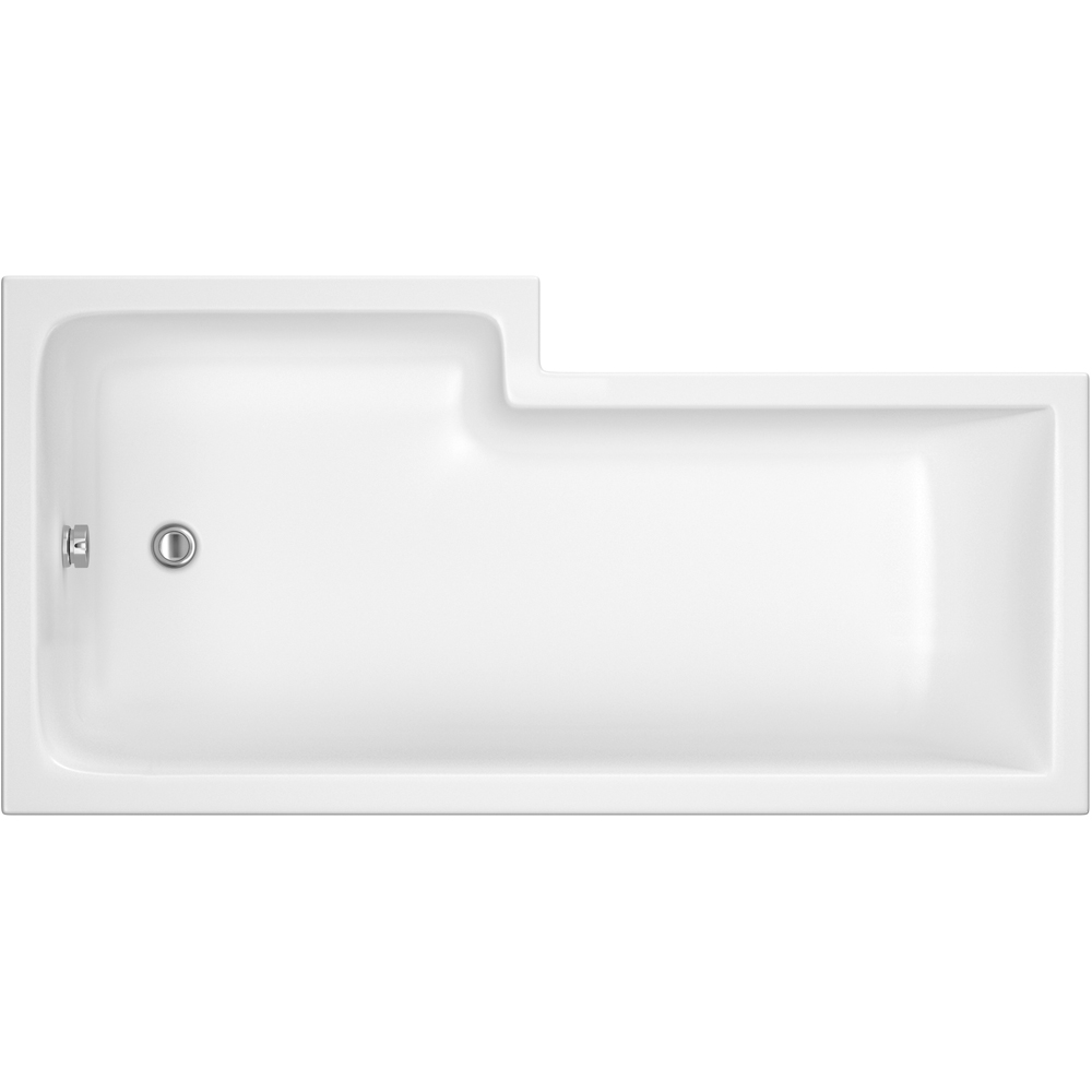 nuie White Right Hand Square Shower Bath 1700mm Image 1