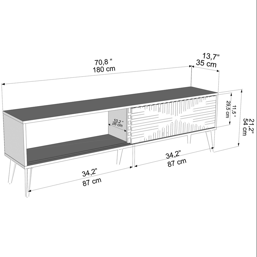 Decorotika Riso 2 Sliding Door Sapphire Oak and White TV Unit Image 7